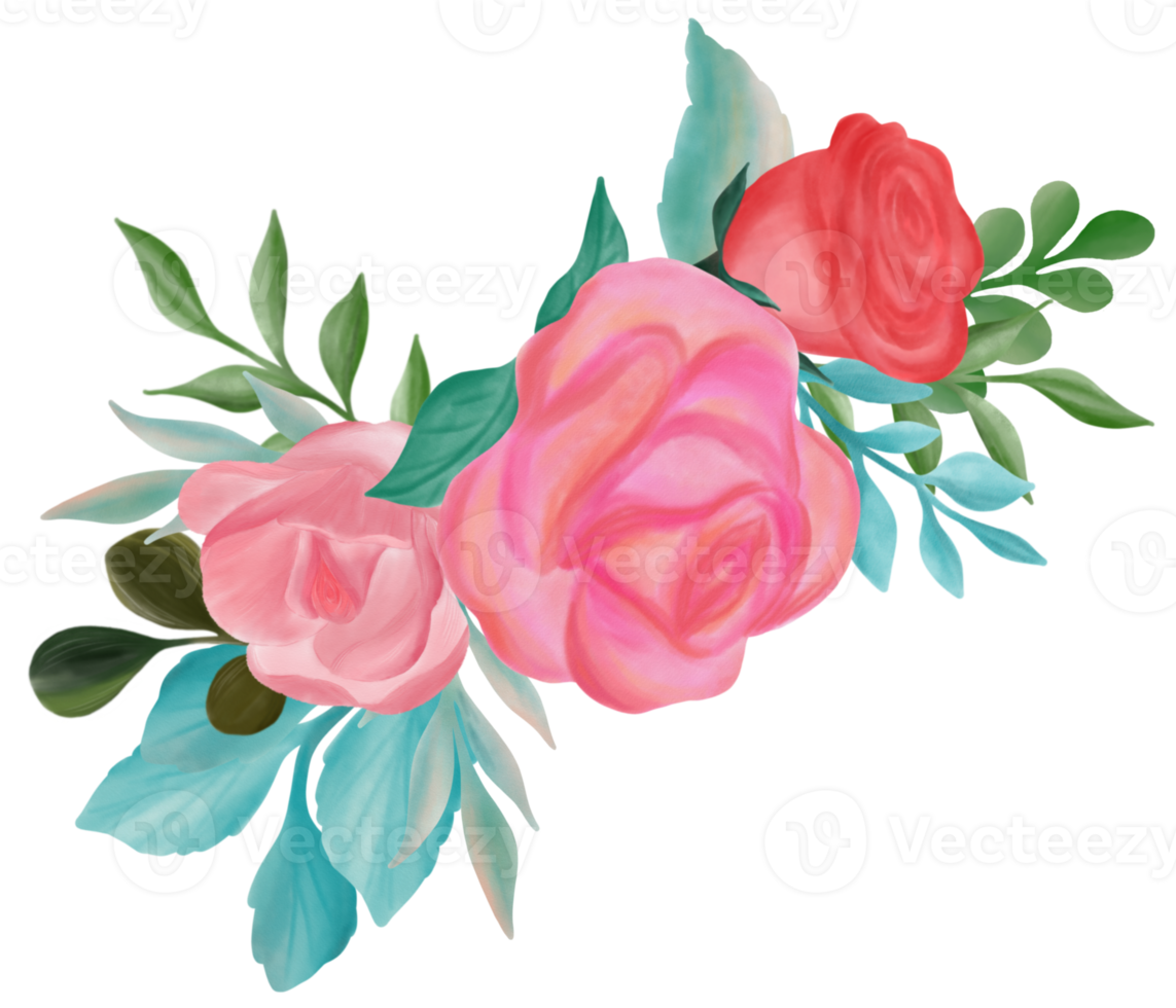 Rose flower bouquet watercolor png
