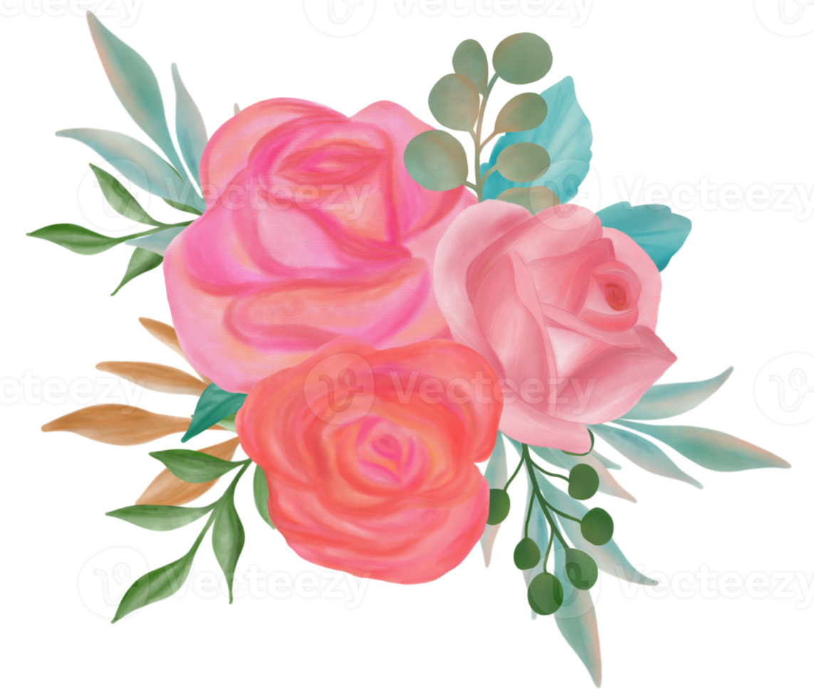 Rose flower bouquet watercolor png