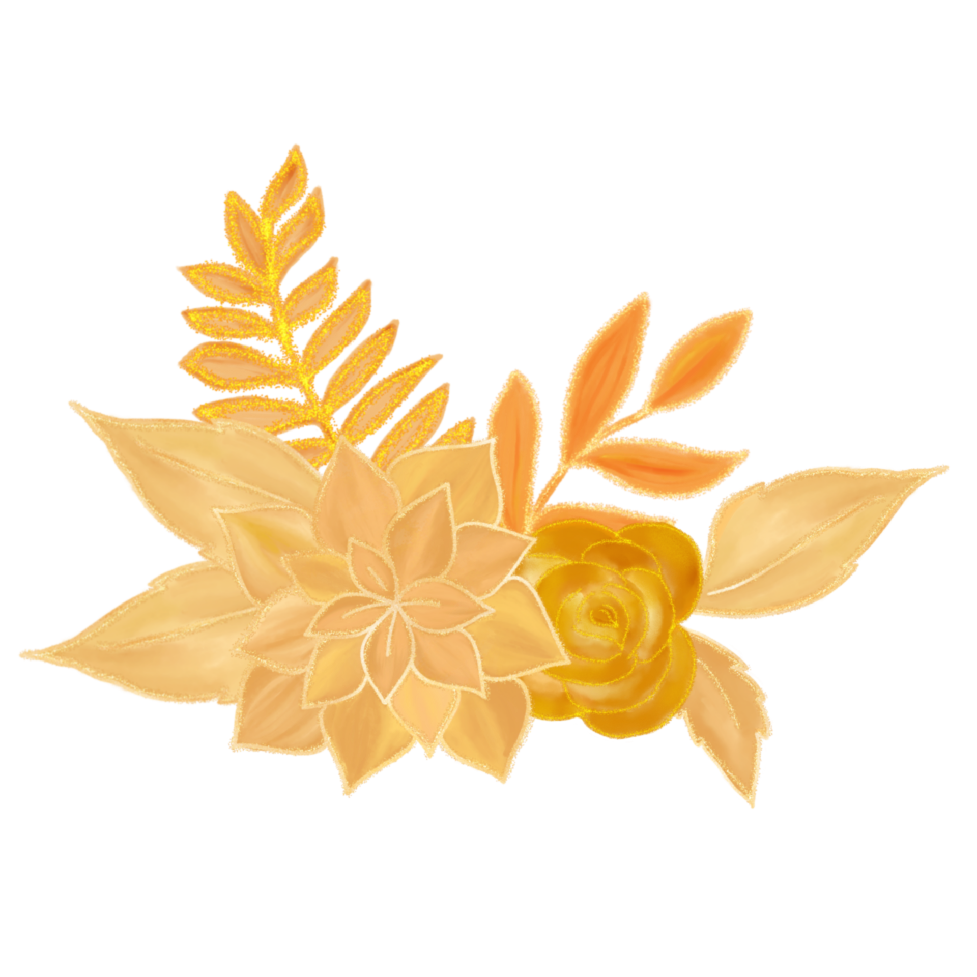 Gold flower bouquet watercolor 10260231 PNG