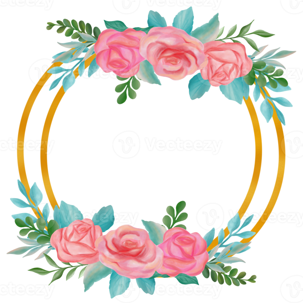 Rose flower bouquet watercolor frames png
