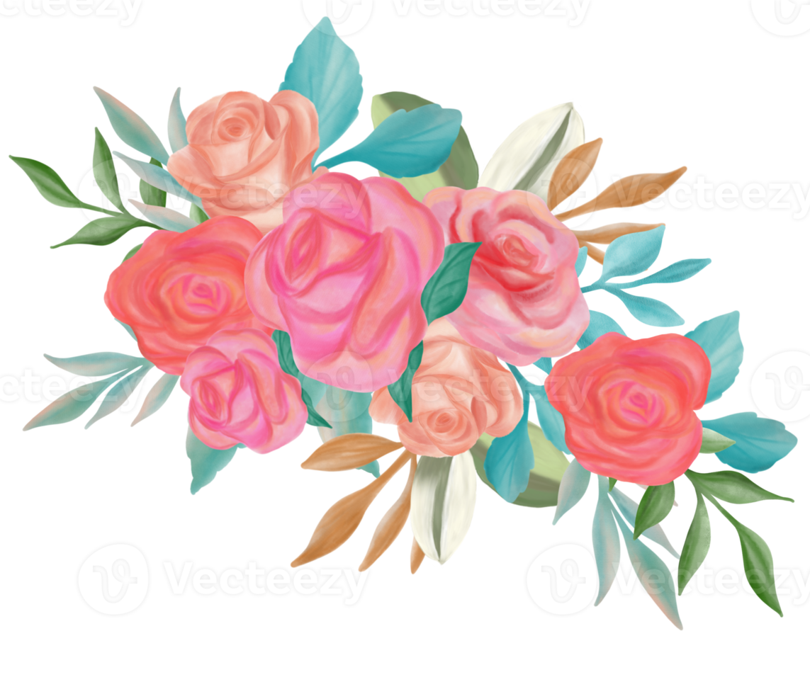 Rose flower bouquet watercolor png