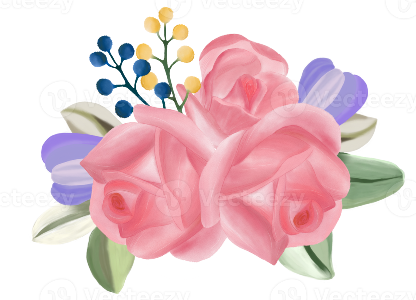 Rose flower bouquet watercolor png