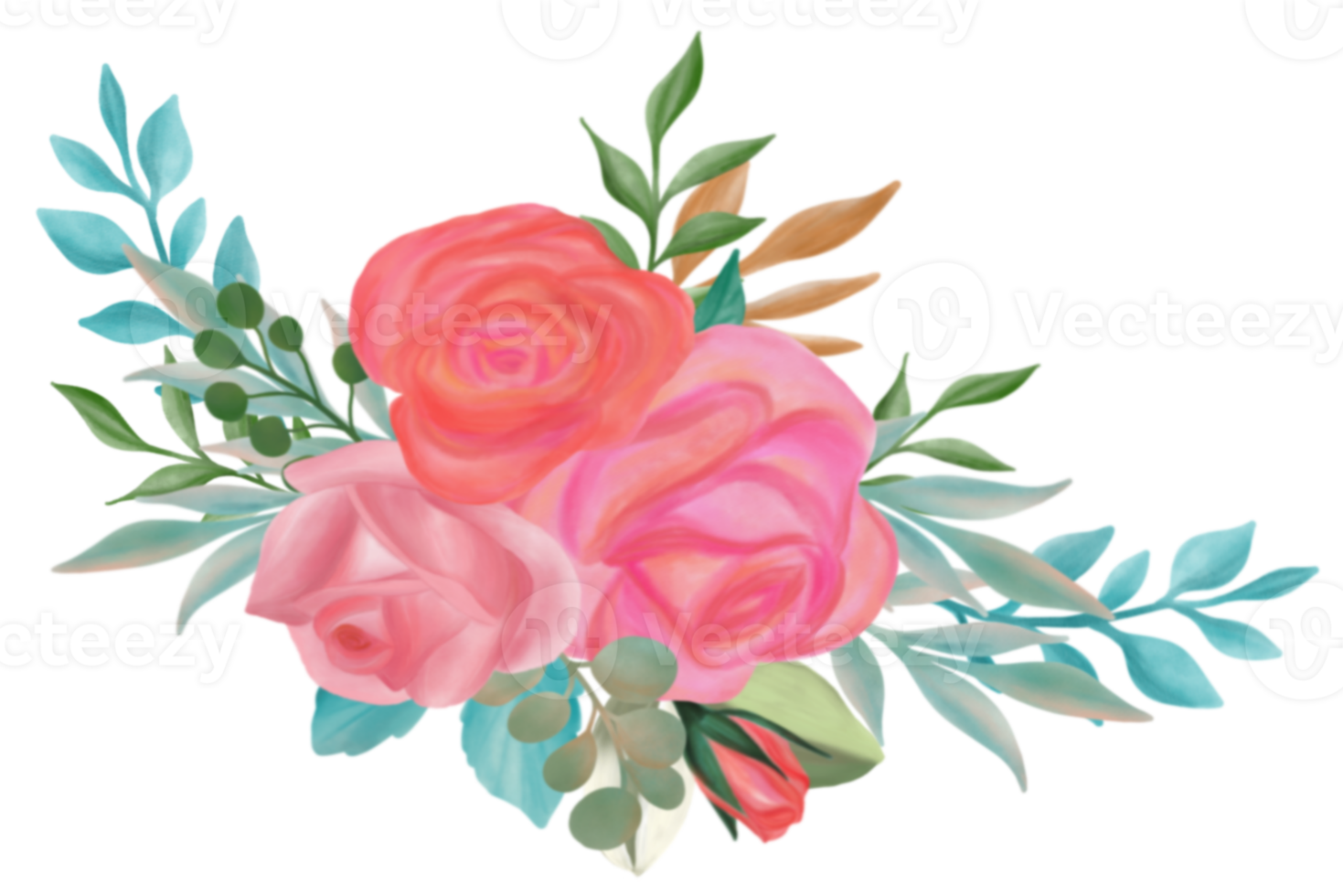 Rose flower bouquet watercolor png