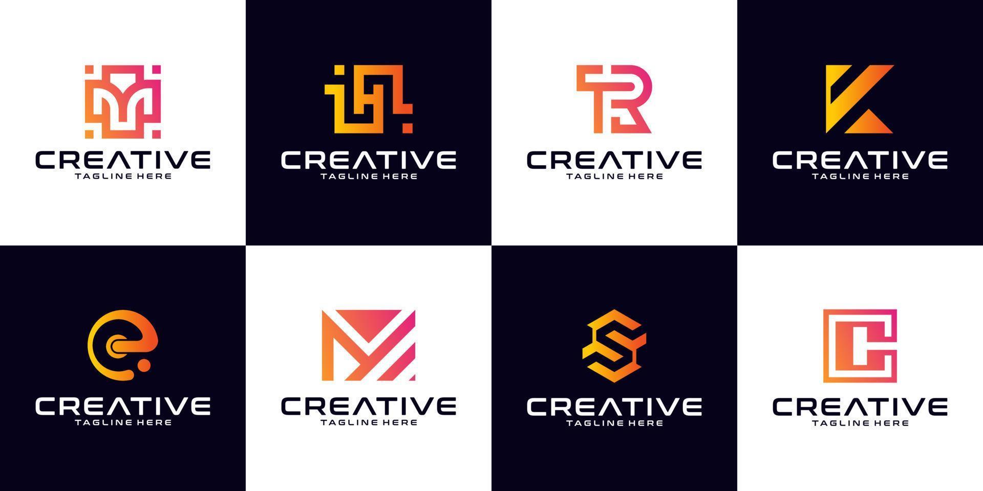 set of Monogram lettering vector geometric logo design template