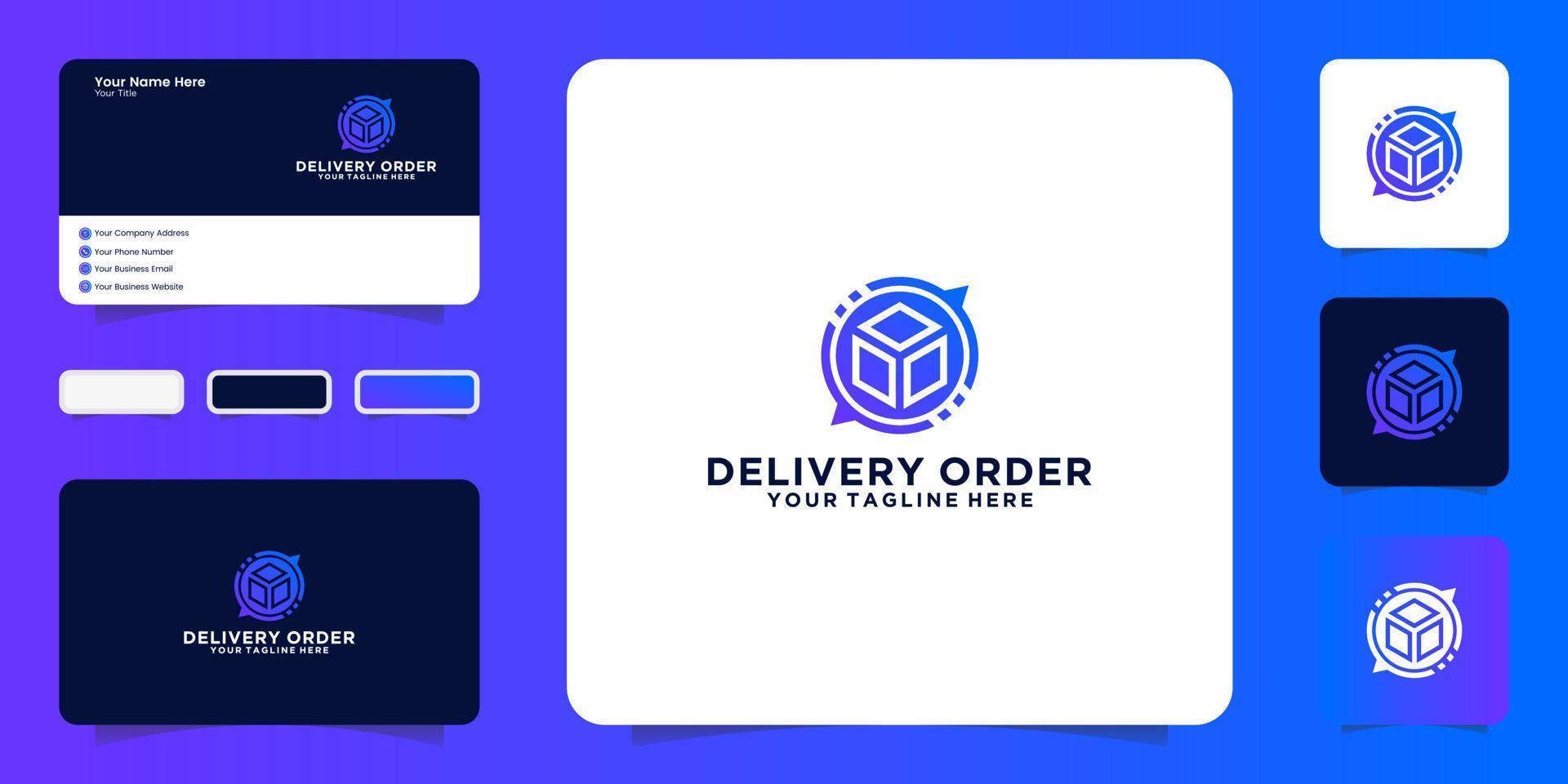 logistics logo design inspiration, delivery order logo and business card inspiration vector