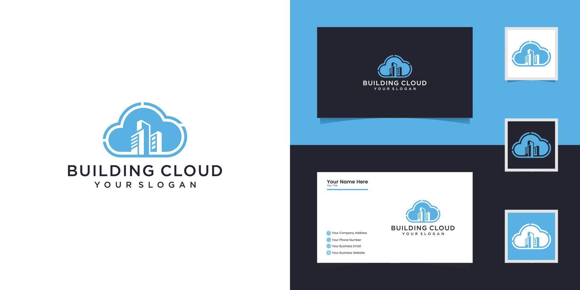 building cloud logo design template vector