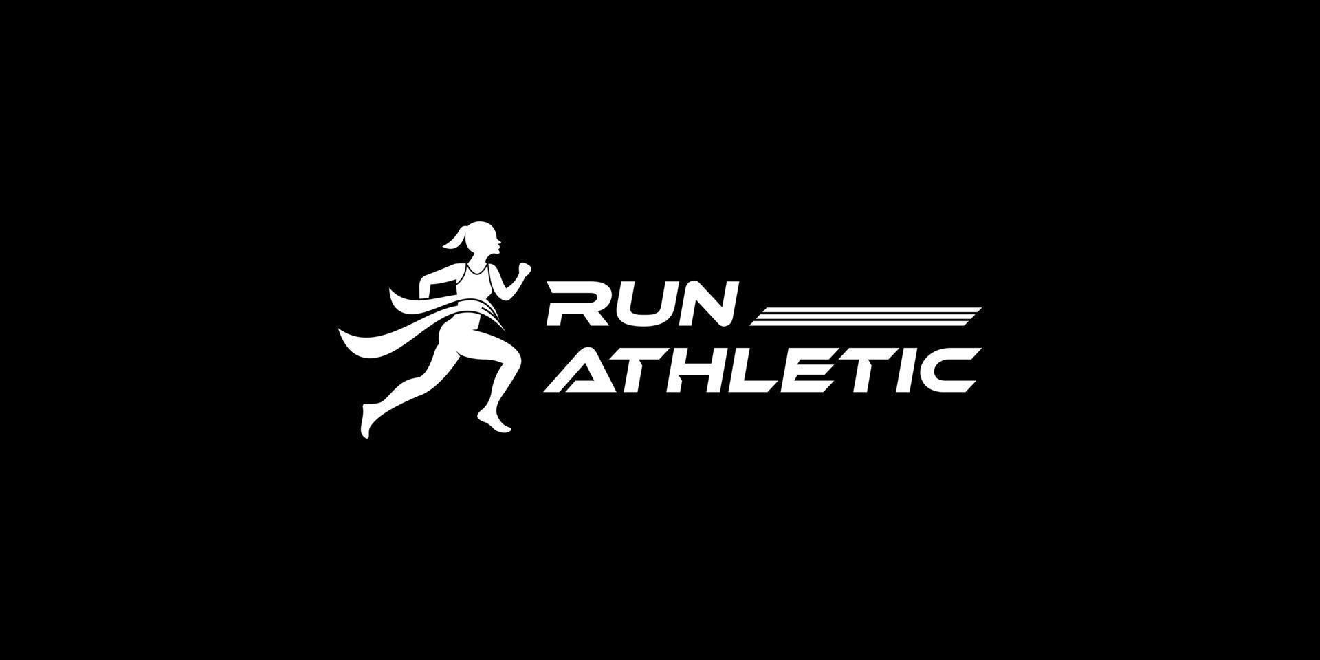 Women's athletic running, marathon and race track logo design vector