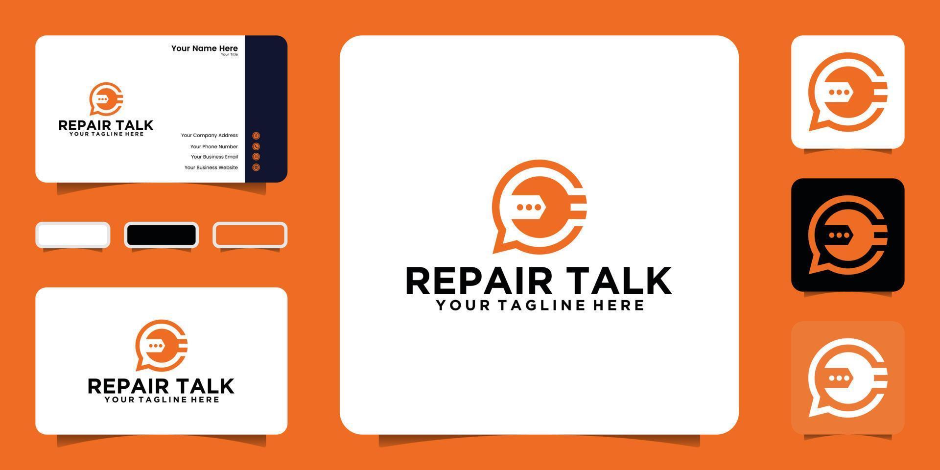 repair talk logo design template vector