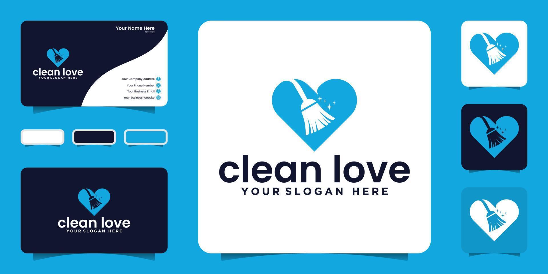 clean love logo design inspiration and business card vector