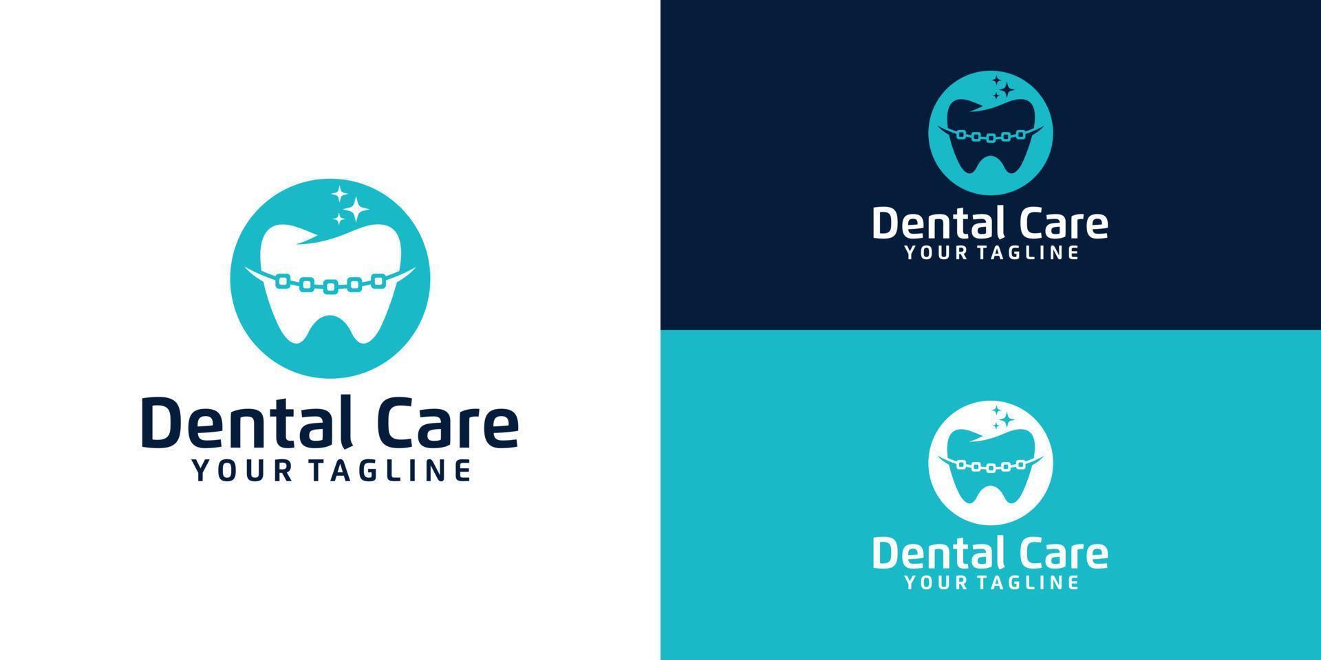 dental care, braces and dental health logo vector