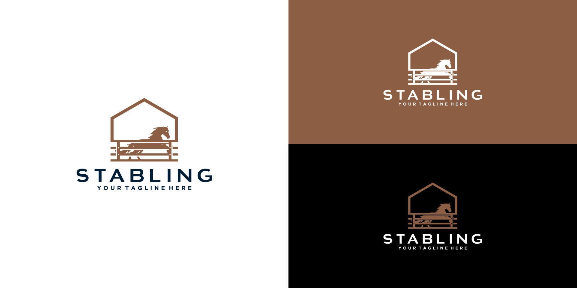 horse stable vintage design logo for western countryside retro rural farm logo design vector