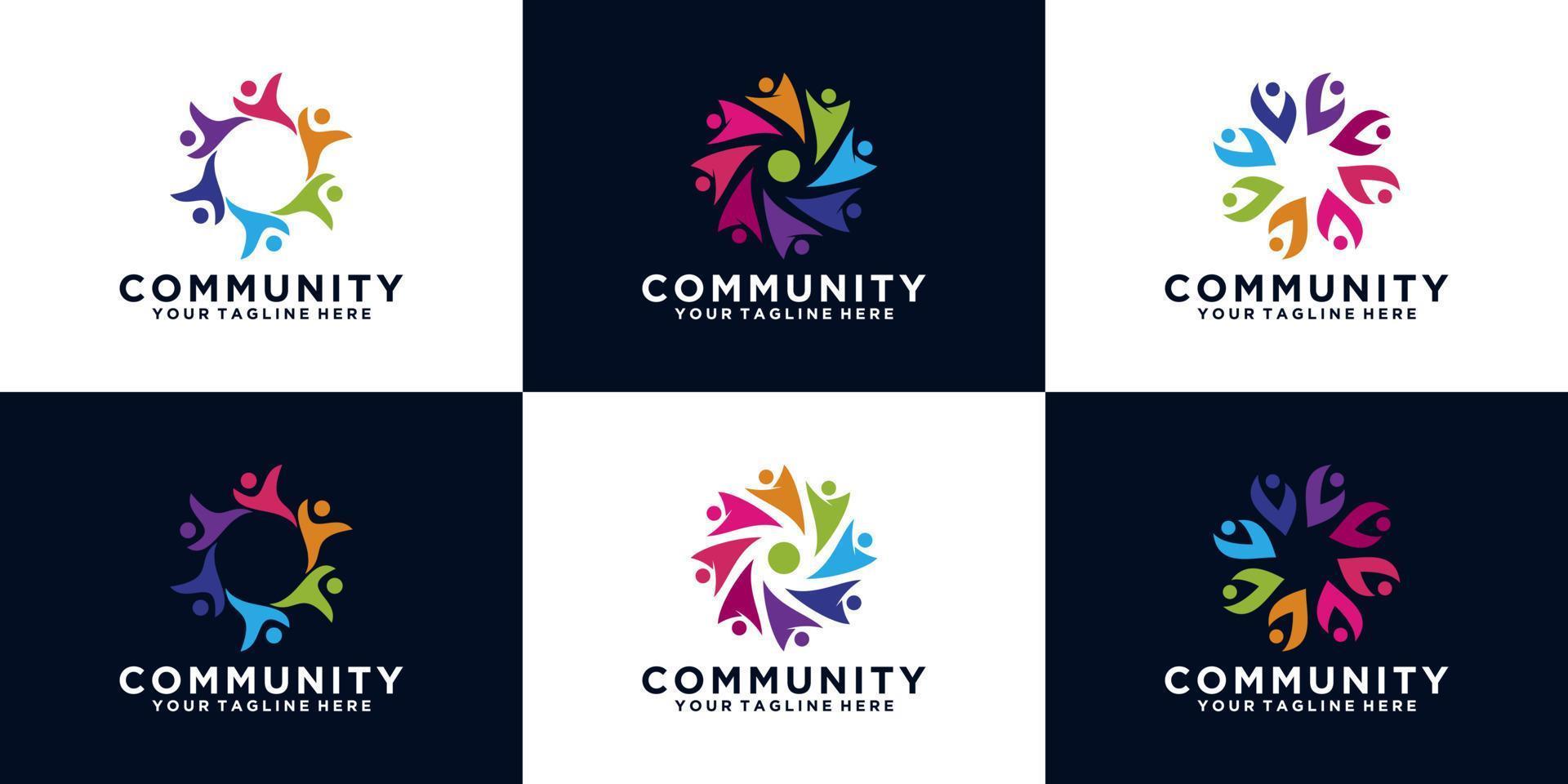 collection of community groups of people logo design vector