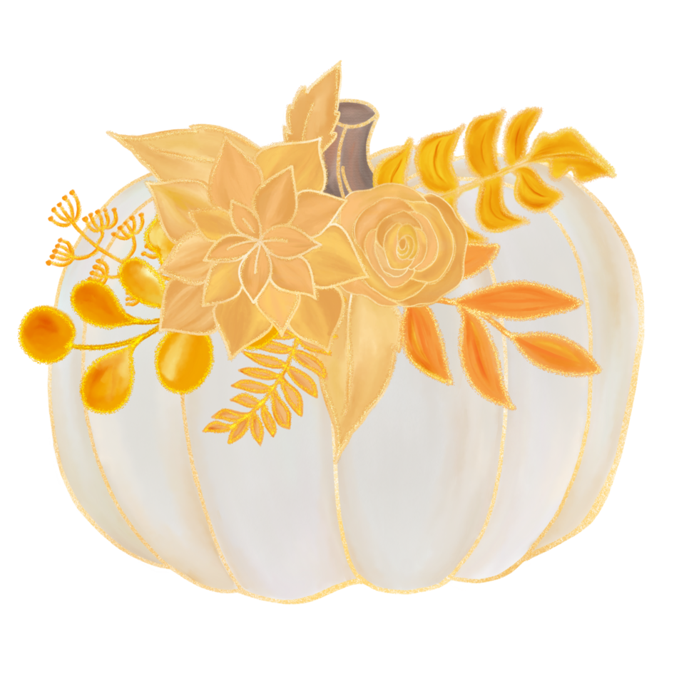 aquarela de abóbora branca de outono png