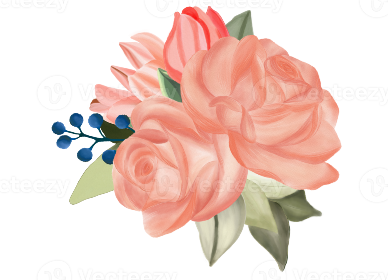 Rose flower bouquet watercolor png
