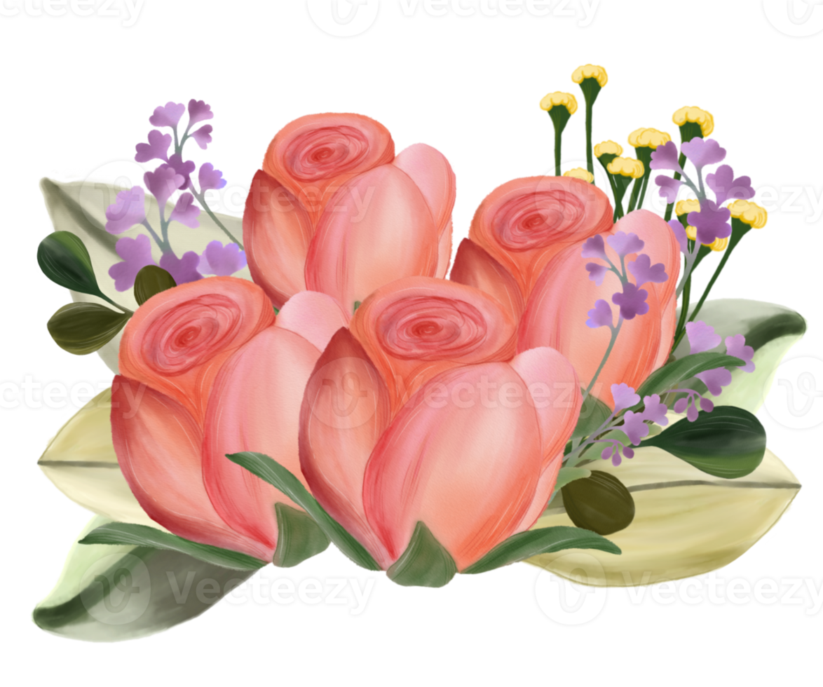 Rose flower bouquet watercolor png
