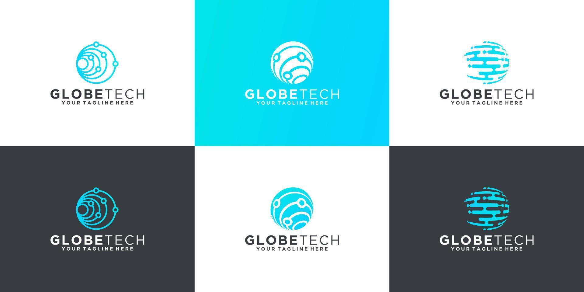 Set of abstract globe logo design template vector
