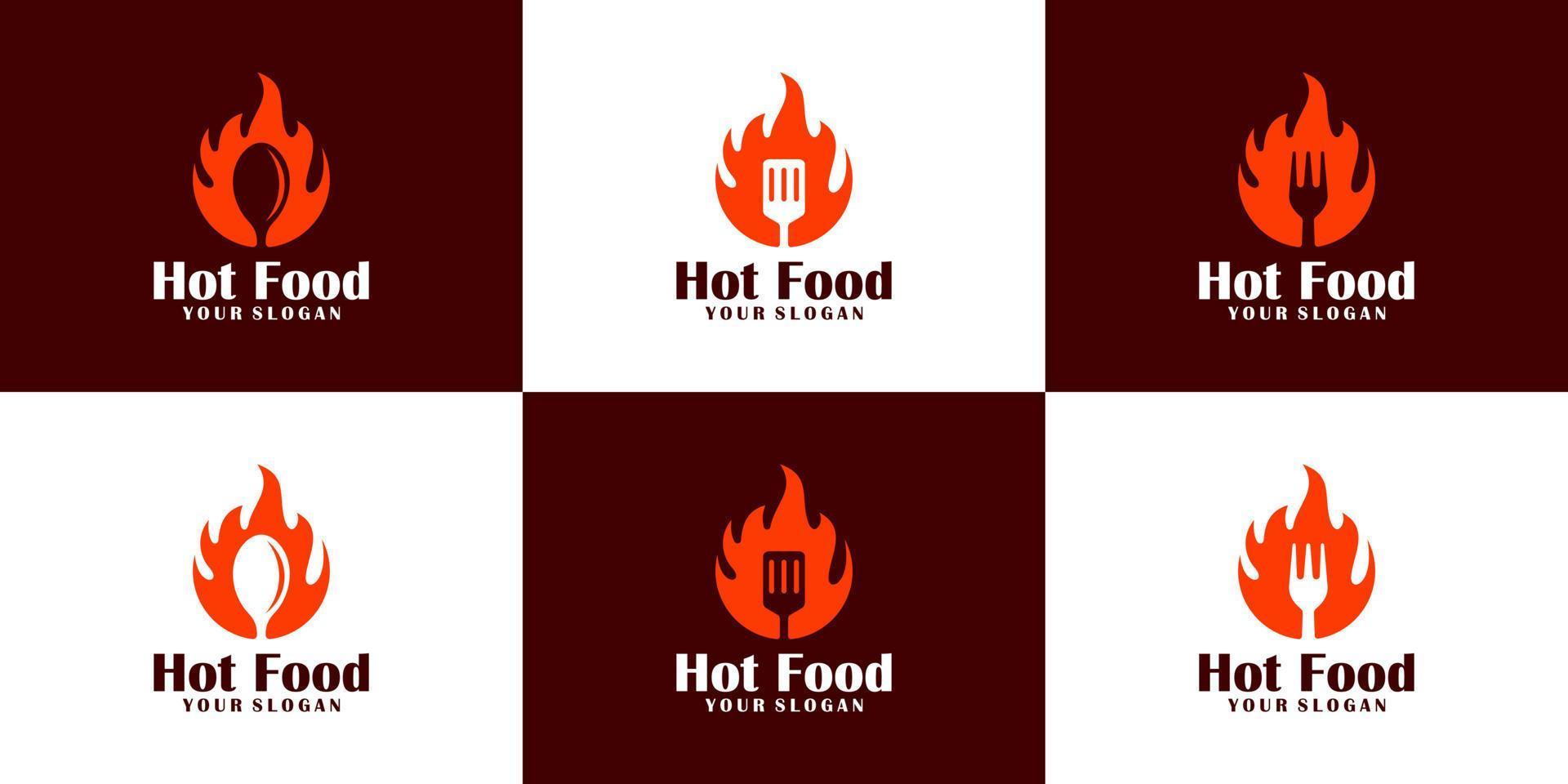 Hot food logo design collection vector