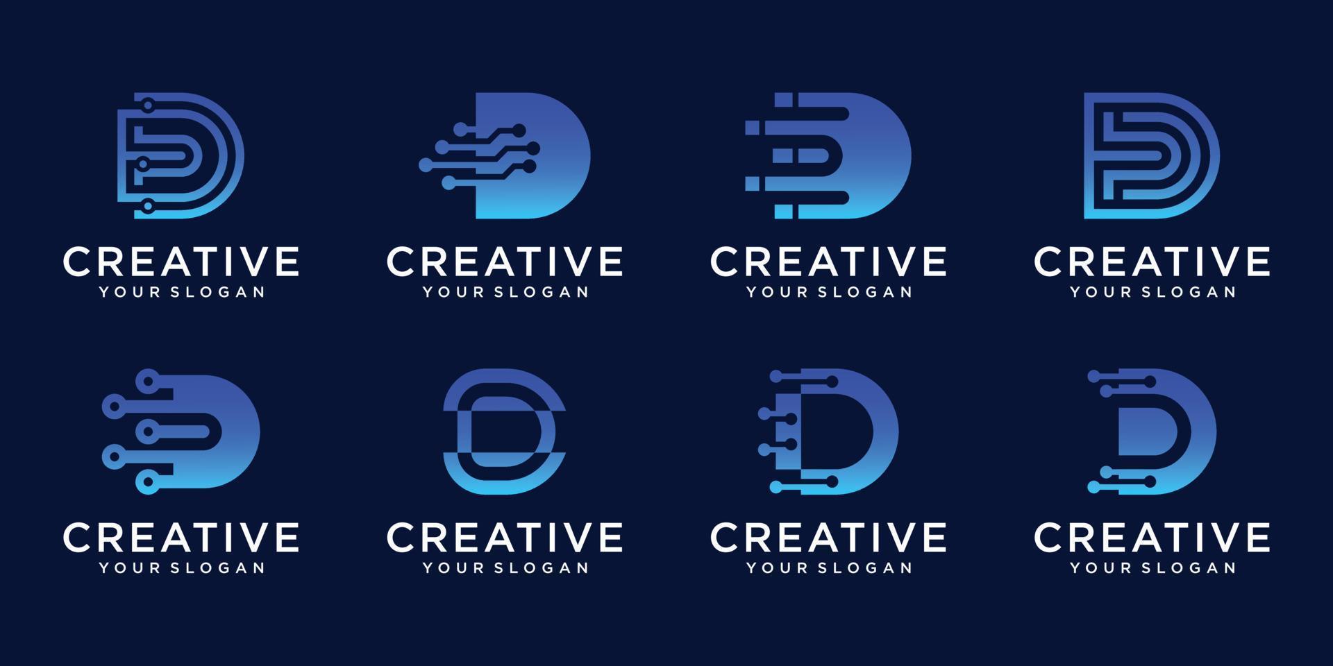 Set of creative letter D logos vector