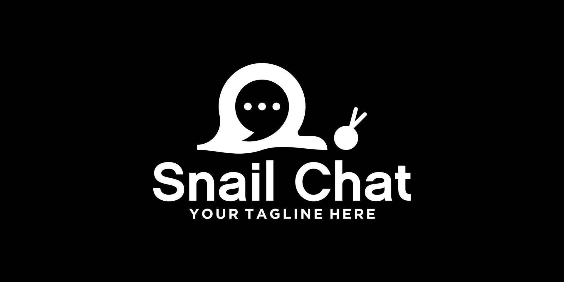 slow snail chat logo design vector