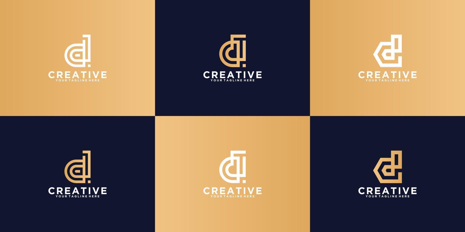 una colección de logotipos de la letra d con un estilo de línea moderno y minimalista vector