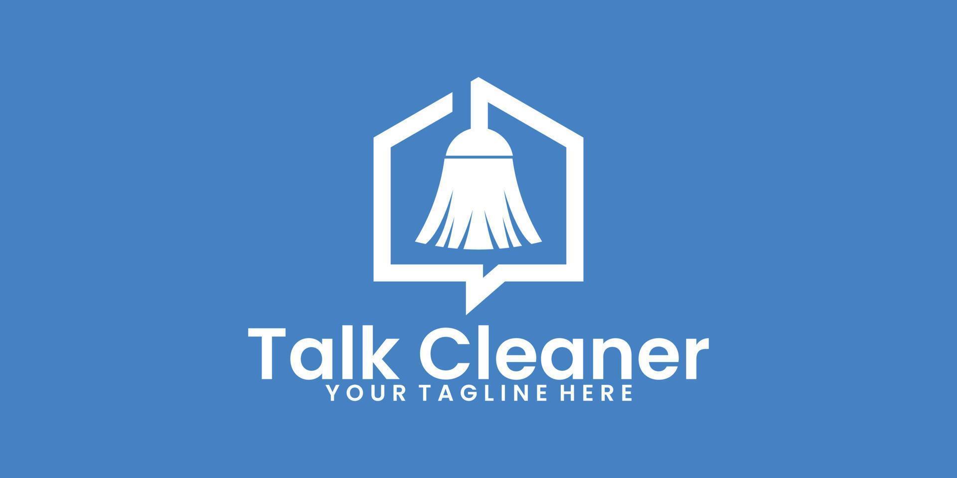 clean house conversation logo design inspiration vector