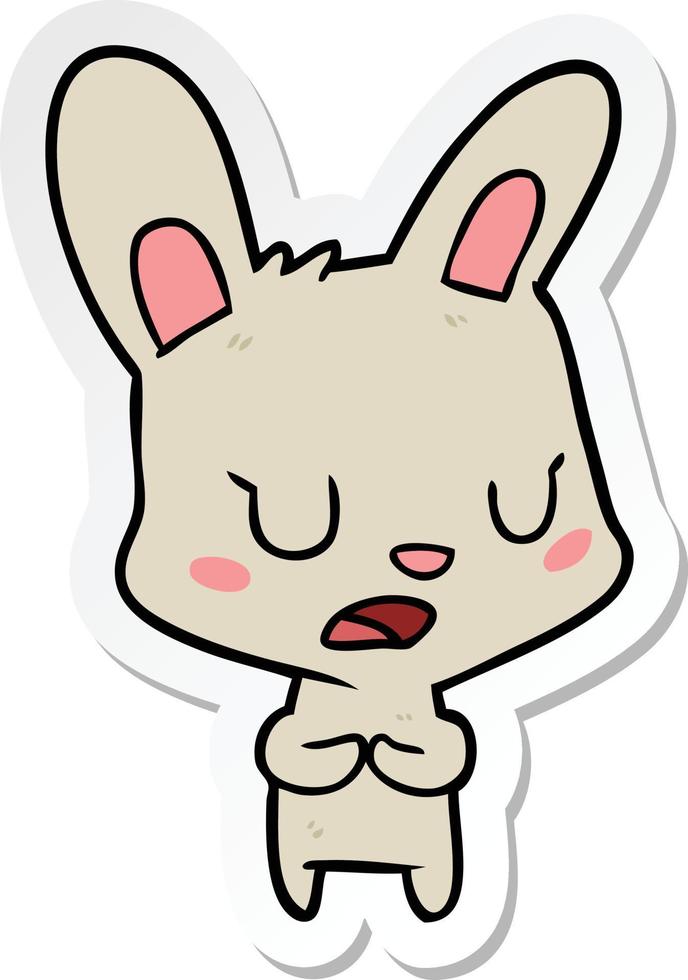 sticker of a cartoon rabbit talking vector