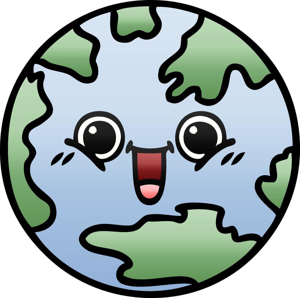 gradient shaded cartoon planet earth vector