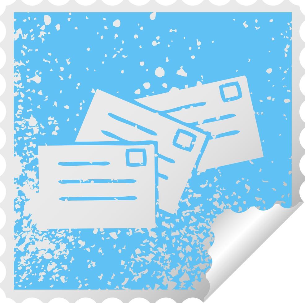 distressed square peeling sticker symbol letters vector