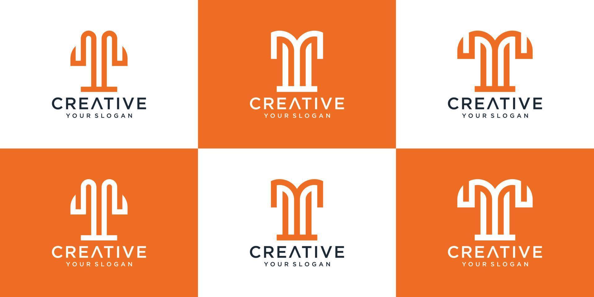 set of monogram letter f logo design template vector