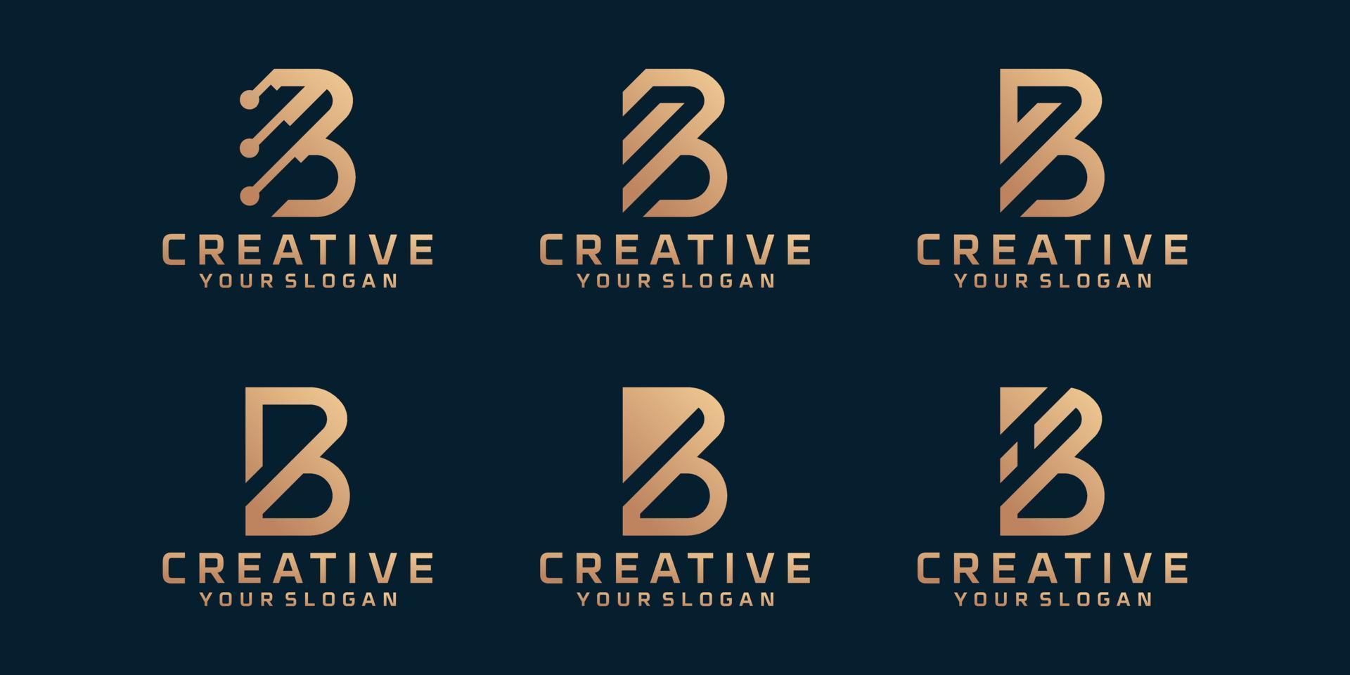 conjunto de plantilla de inspiración de diseño de logotipo de letra b de monograma creativo para consultoría, iniciales, empresas financieras vector