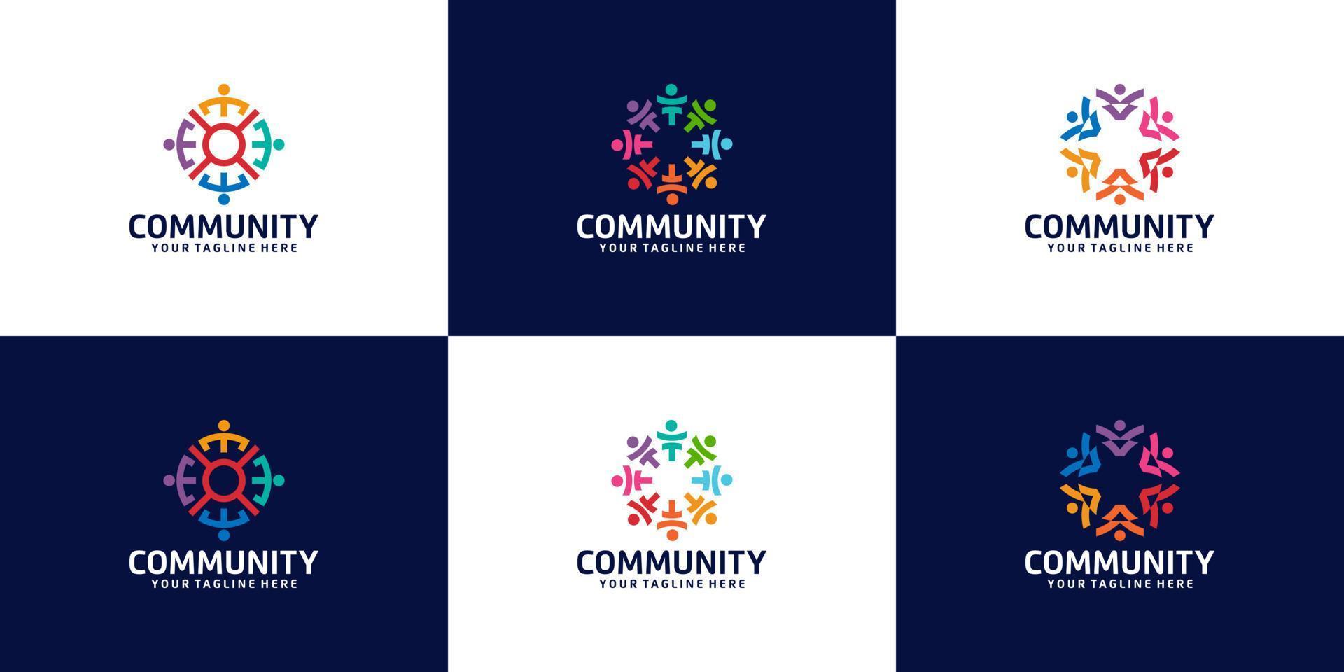 colección inspiradora de logotipos para grupos de personas, organizaciones y comunidades vector