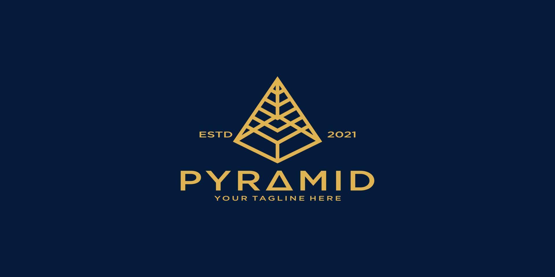 pyramid design inspiration with line style and business card template vector