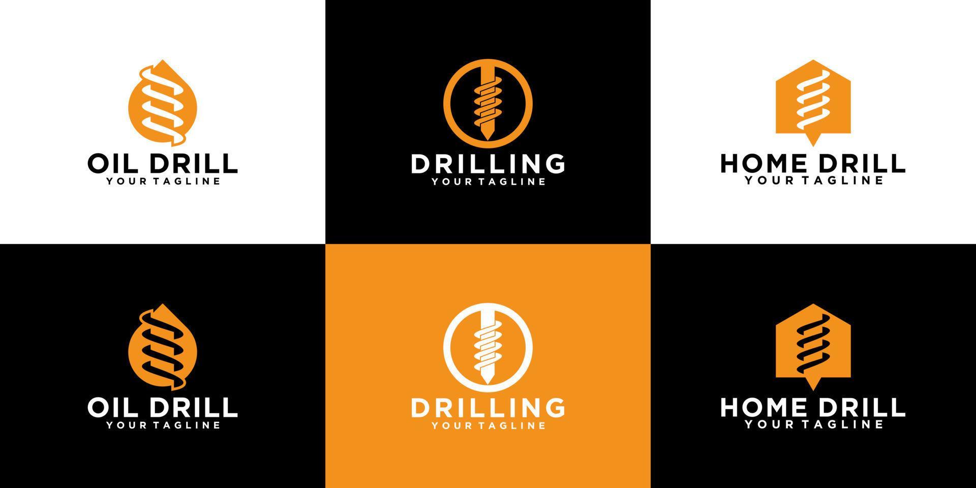 set of logos for tools, drill bits, drilling 10260672 Vector Art at
