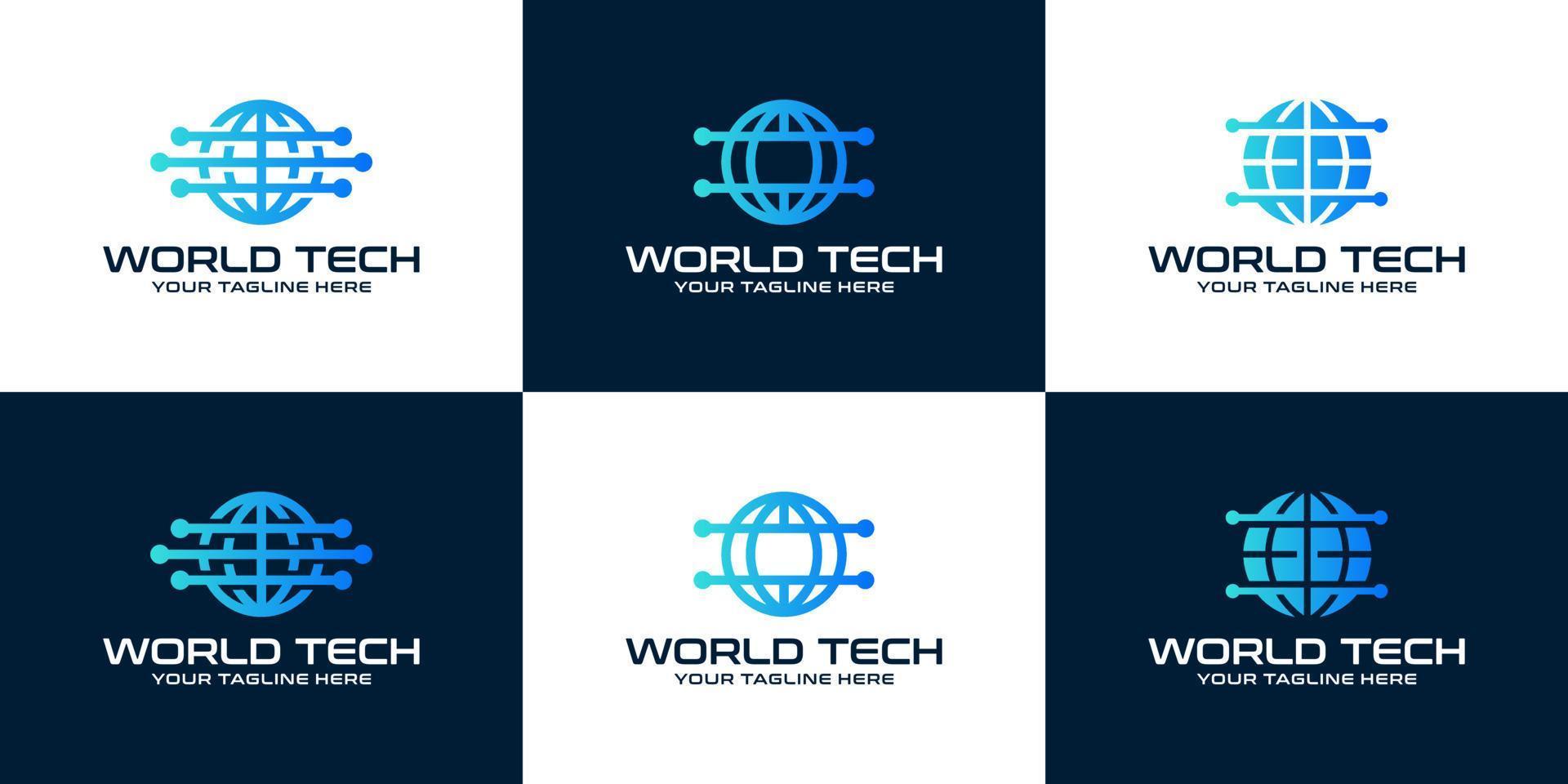 technology globe logo design inspiration collection data design template vector