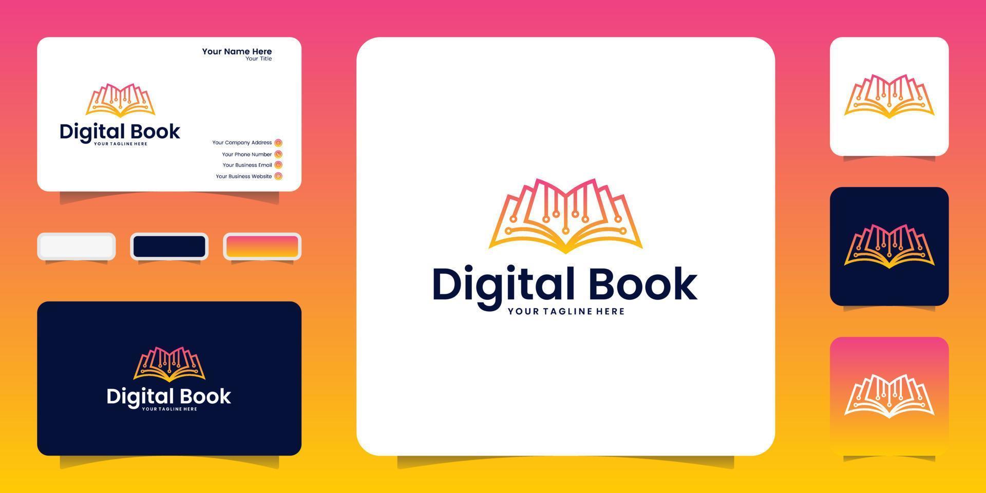 modern book technology logo design inspiration, data book and business card vector