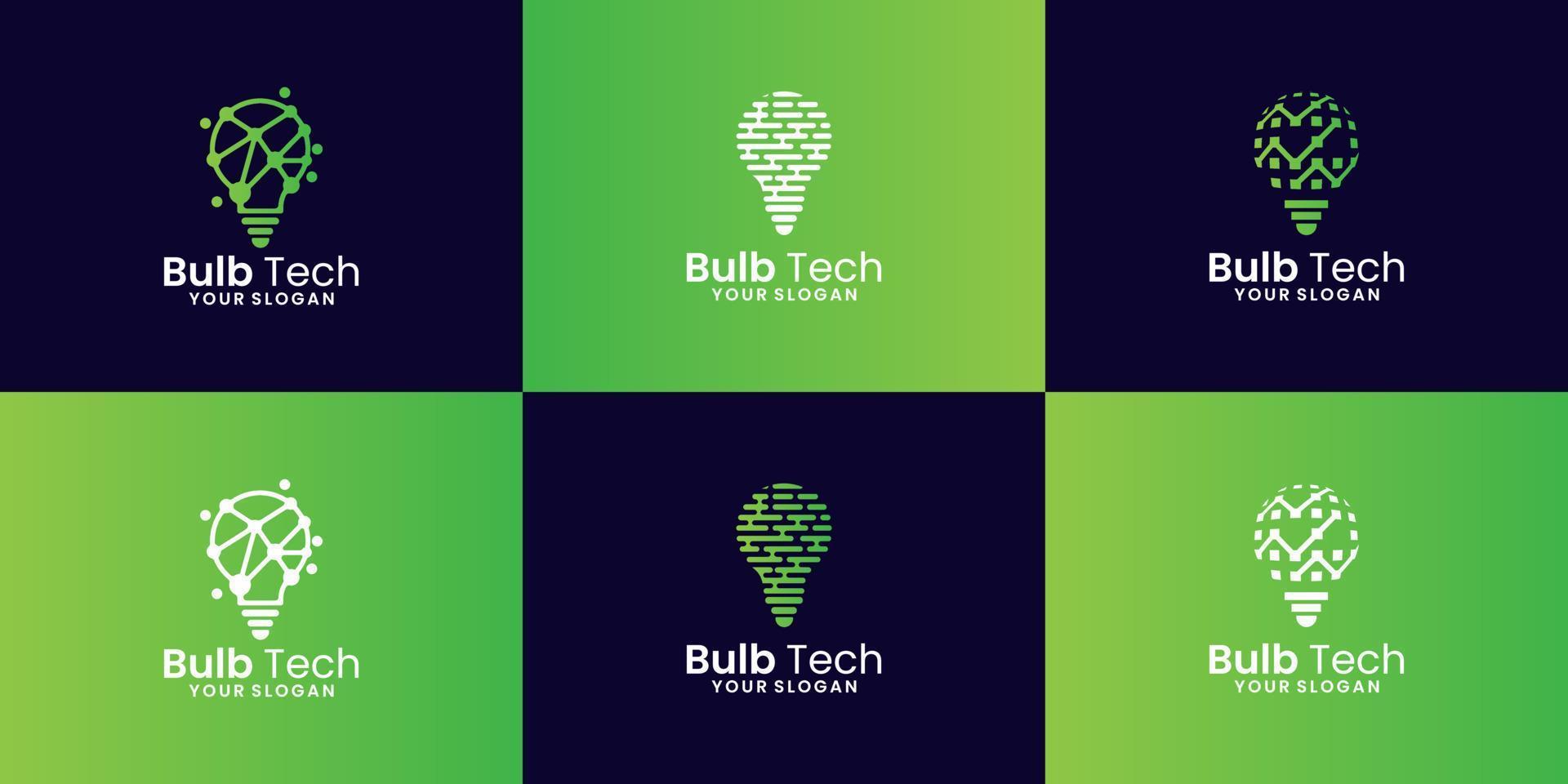 collection of modern technology bulb logo vector