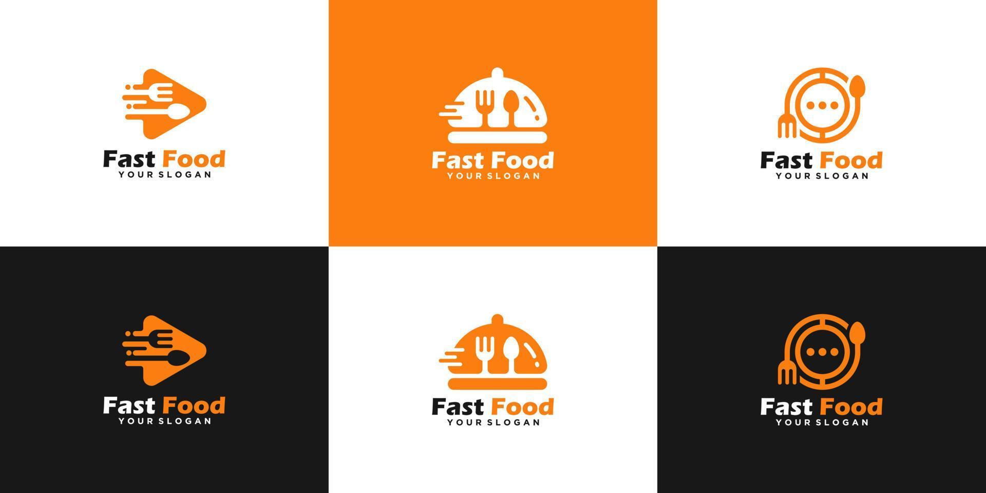 plantillas de diseño de colección de logotipos de comida rápida vector