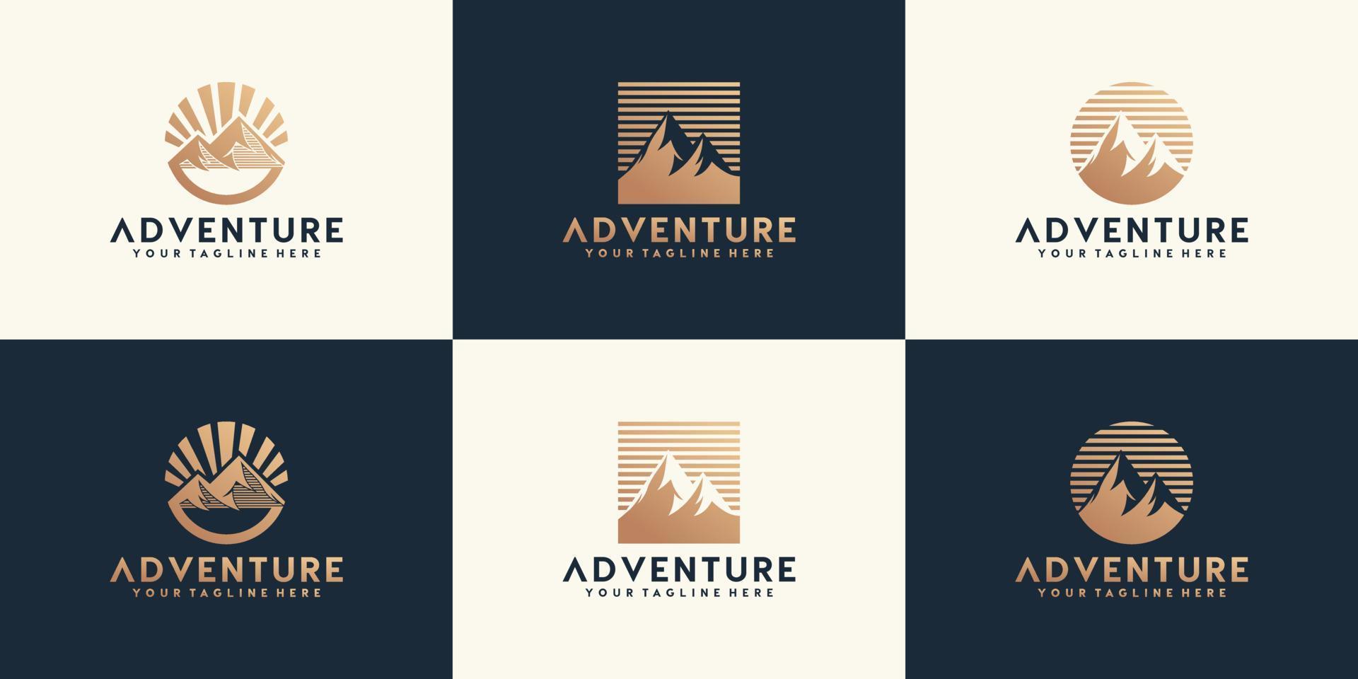 collection, mountain adventure logo, abstract and modern design vector