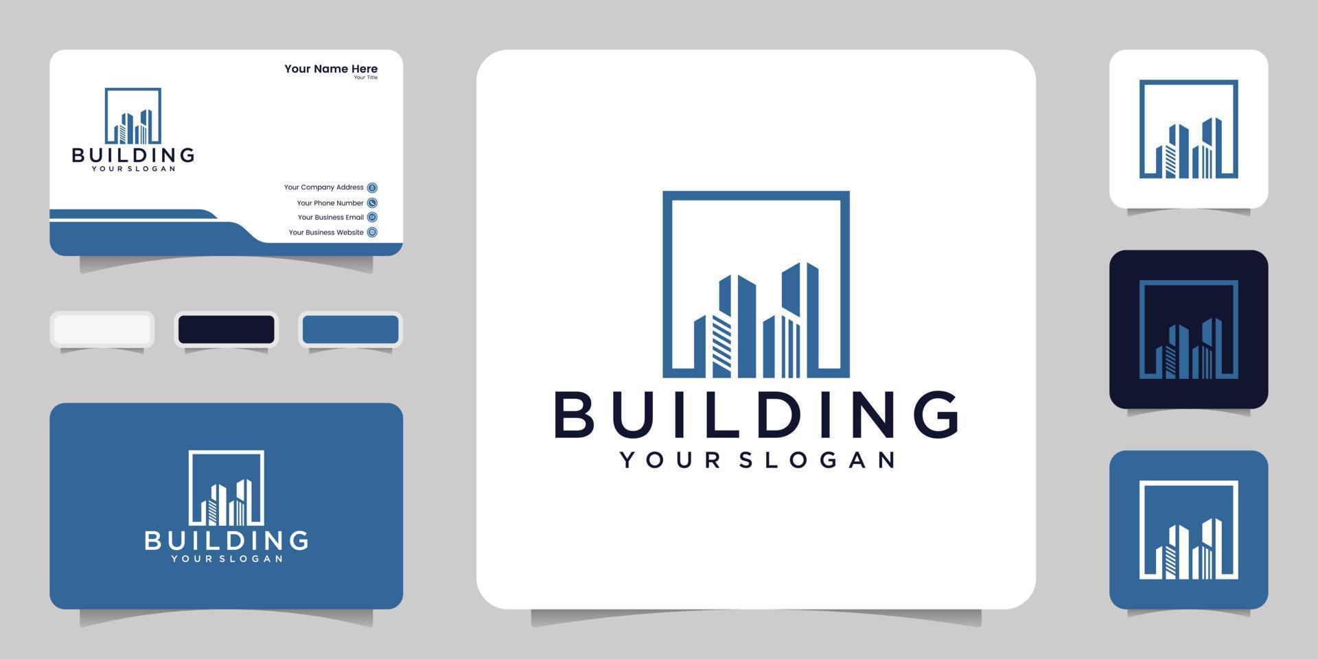 building logo design template and business card vector