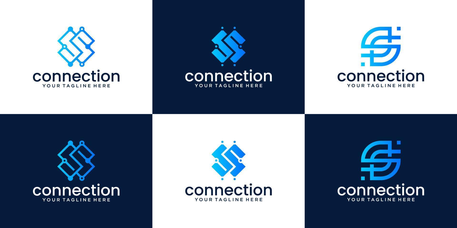 collection of letter S monogram logo designs for companies, technology and consulting vector