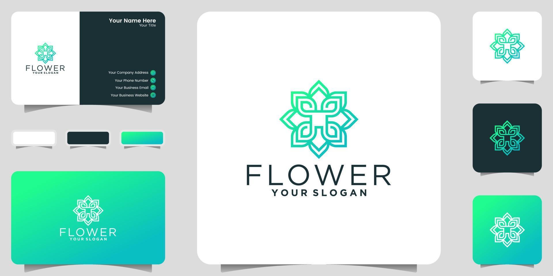 inspiración de logotipo de flor de adorno de lujo e inspiración de tarjeta de visita vector