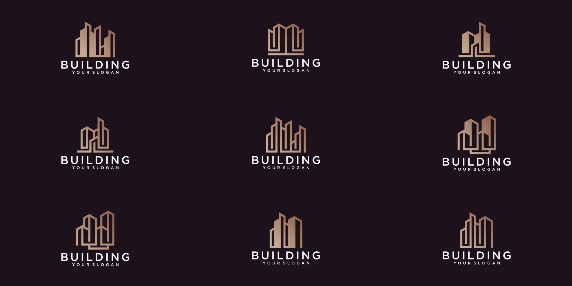 conjunto de plantilla de logotipo de edificio abstracto vector