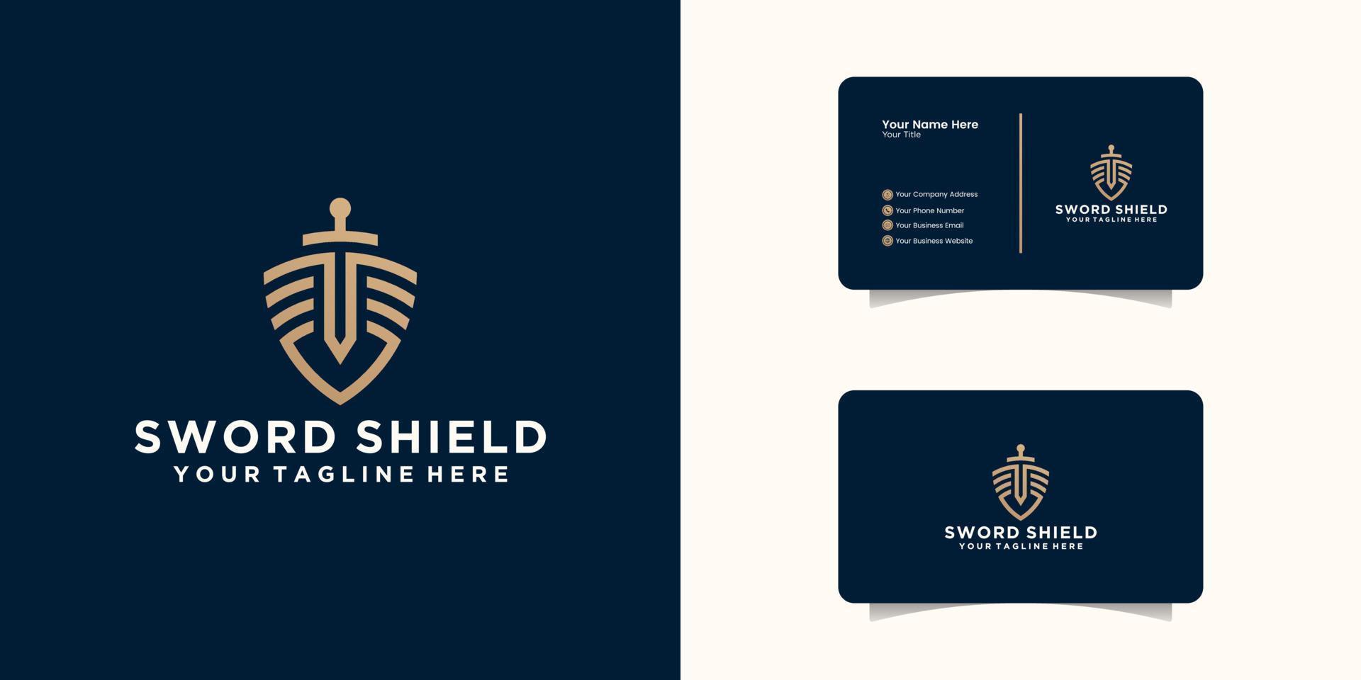 Shield Sword Law firm Security logo Designs vector