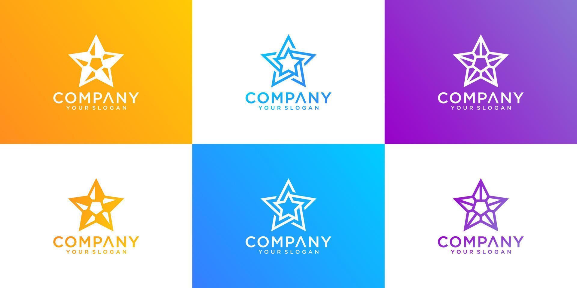 conjunto creativo de colección de logotipos de estrellas abstractas, diseño de vectores de símbolos de estrellas