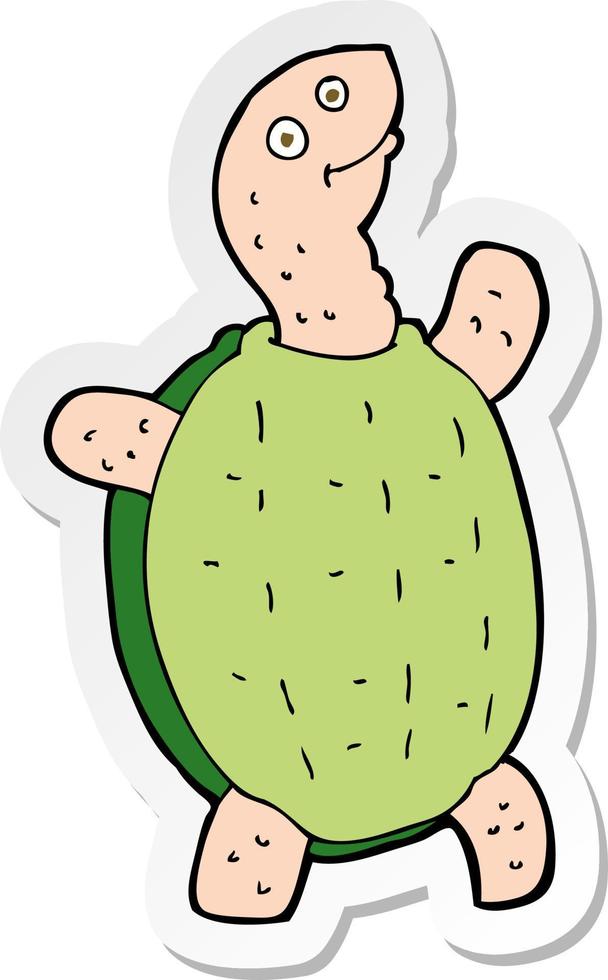 sticker of a cartoon happy turtle vector