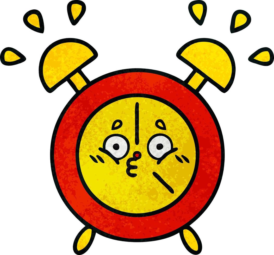 retro grunge texture cartoon alarm clock vector