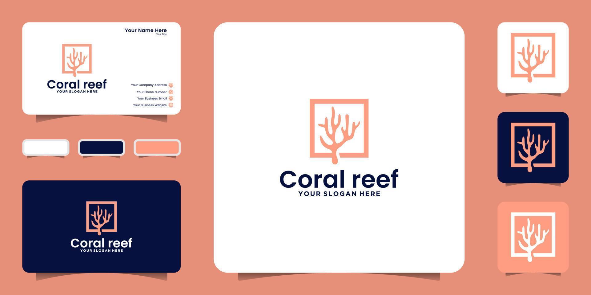 coral reef logo design inspiration and business card inspiration vector