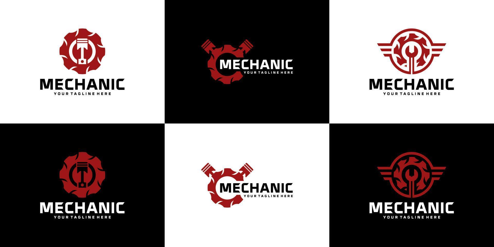 collection, repair logo, motorcycle and car repair shop vector