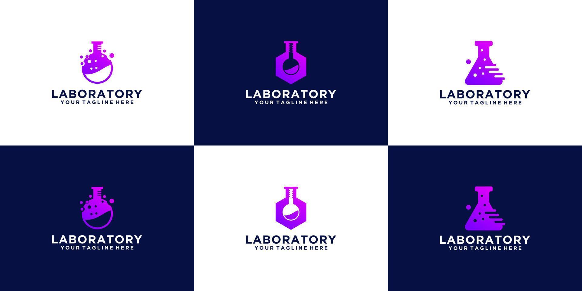 abstract laboratory glass pixel logo collection vector
