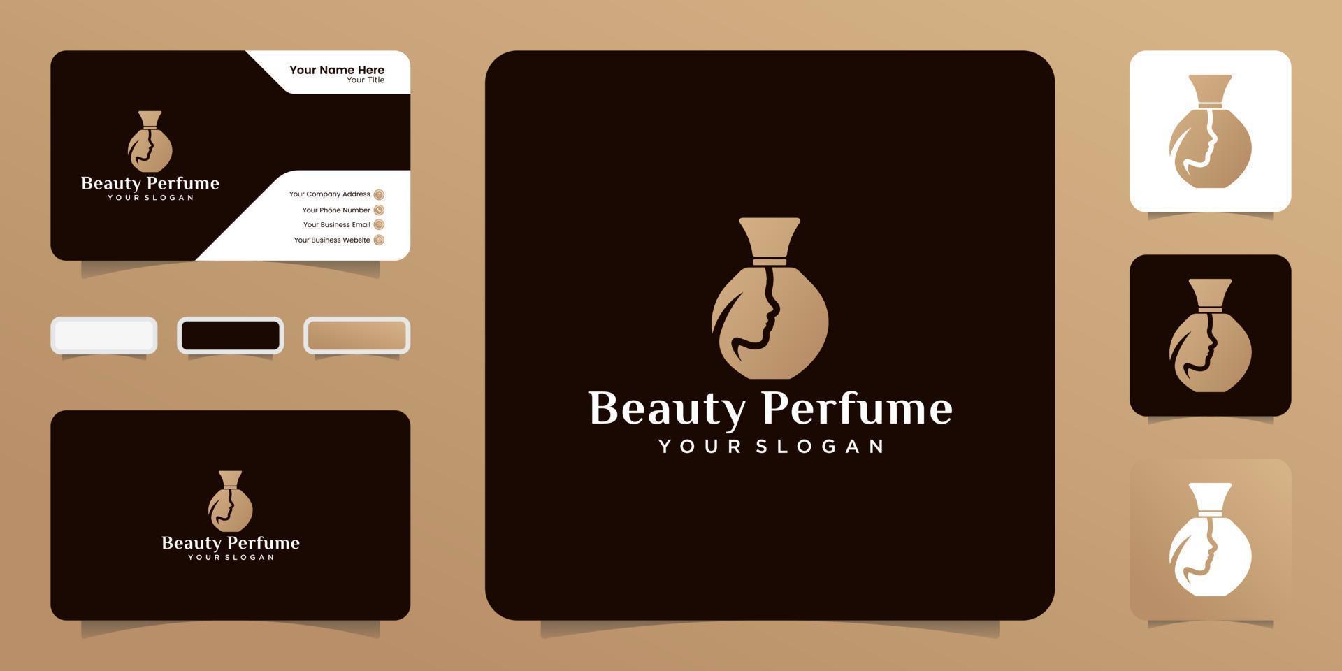 logotipo de perfume de belleza para mujeres e inspiración para tarjetas de visita vector